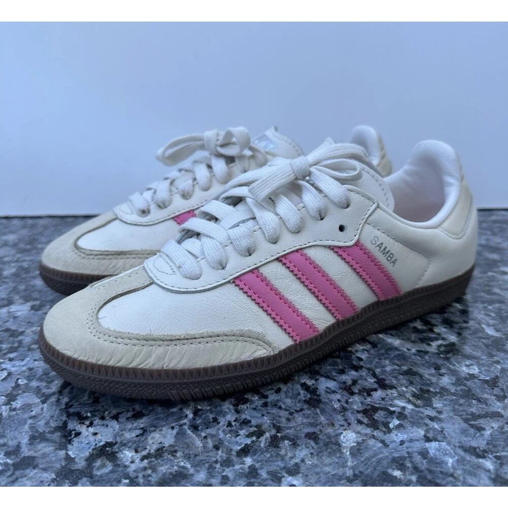 adidas Samba OG Women’s 5.5 White/Lucid Pink IG1962, Gum Sole - Picture 2 of 13
